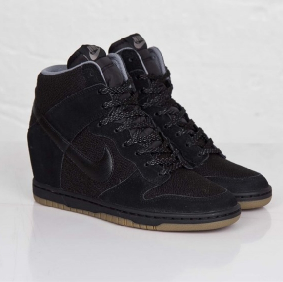 Nike Dunk Sky Hi Hidden Wedge Sneakers Black Gum Bottoms - Picture 2 of 15